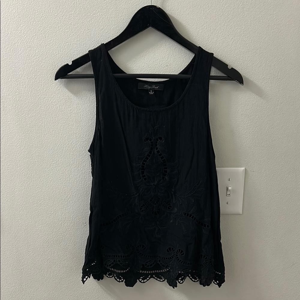 Honey Punch Embellished Black Sleeveless Tank